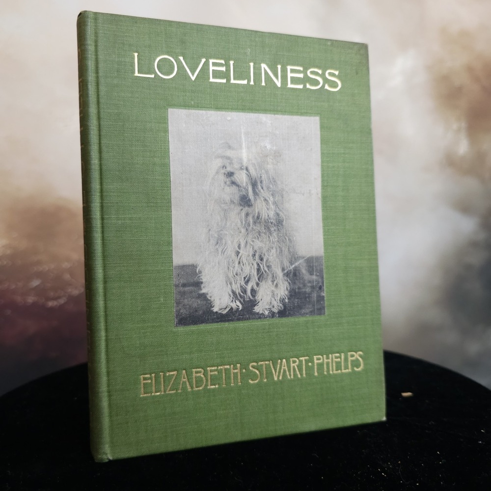 Loveliness By Elizabeth Stuart Phelps Green Book w/ Dog 1899 Antiquarian Novel